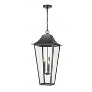 5 Light Outdoor Chain Mount Ceiling Fixture-Clear Beveled
