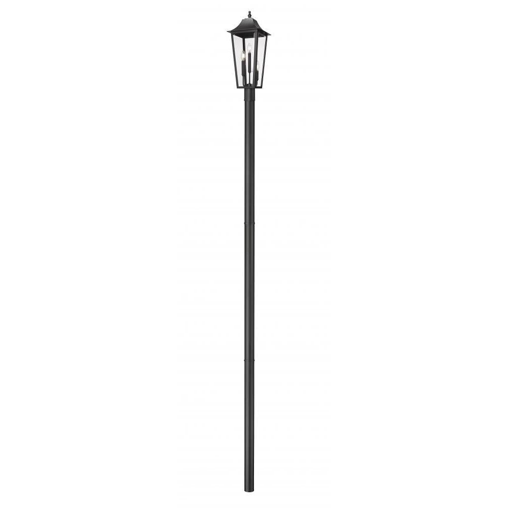 3 Light Outdoor Post Mount Fixture-Clear Beveled