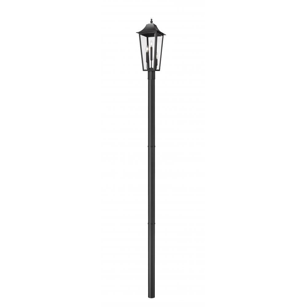 3 Light Outdoor Post Mount Fixture-Clear Beveled