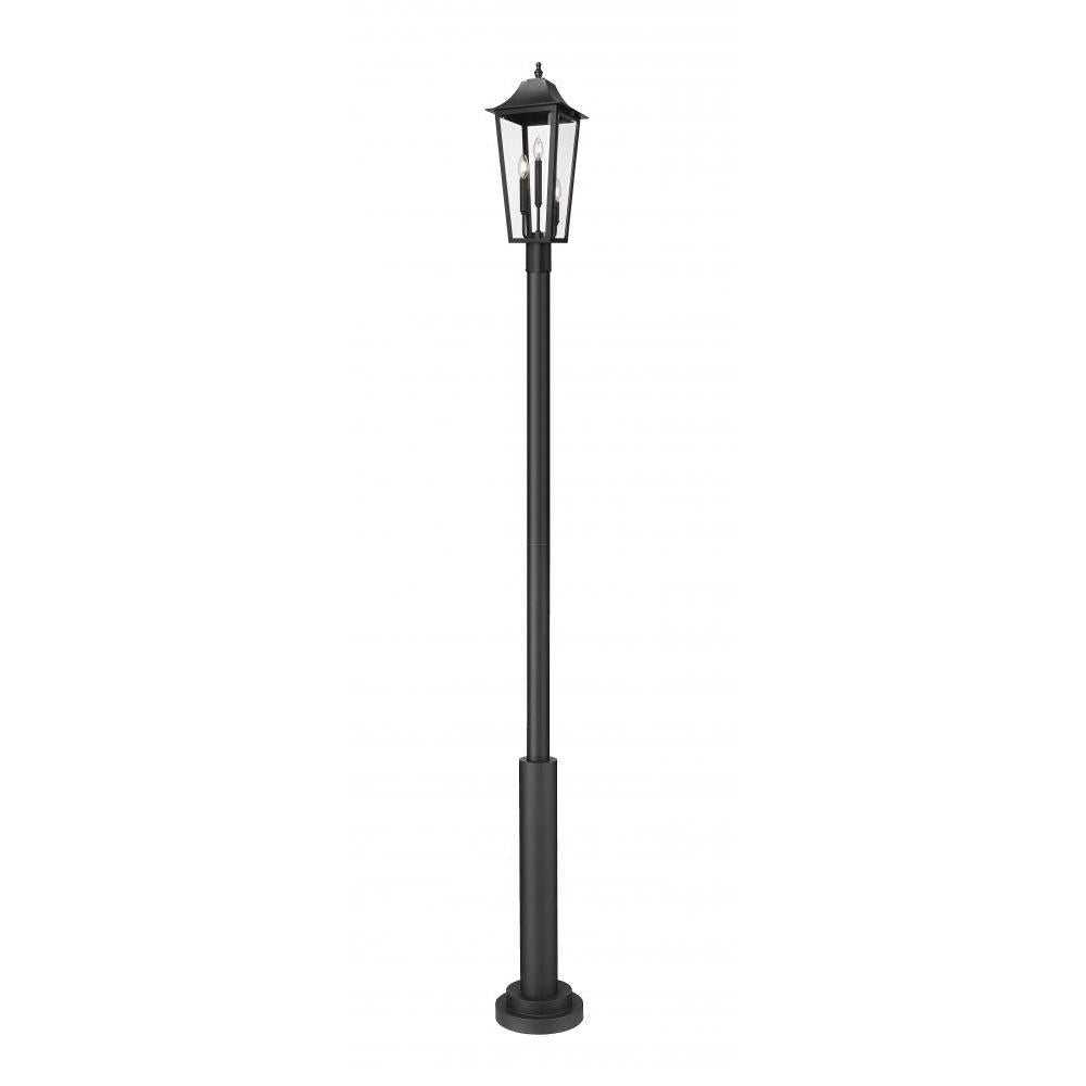 3 Light Outdoor Post Mounted Fixture-Clear Beveled