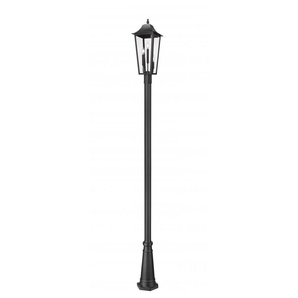3 Light Outdoor Post Mounted Fixture-Clear Beveled
