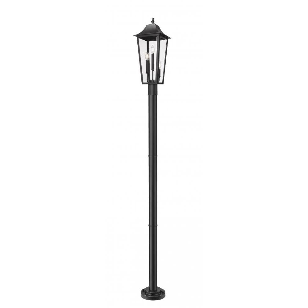 3 Light Outdoor Post Mounted Fixture-Clear Beveled