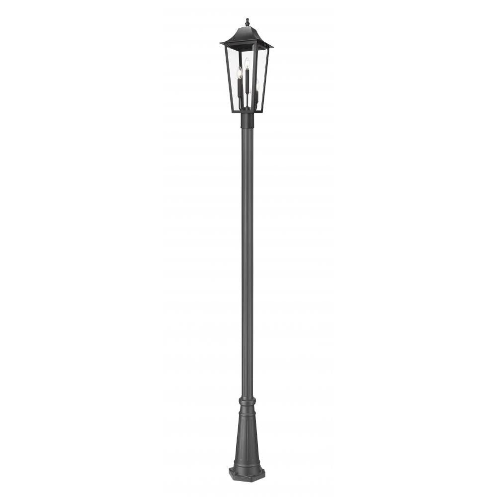 3 Light Outdoor Post Mounted Fixture-Clear Beveled