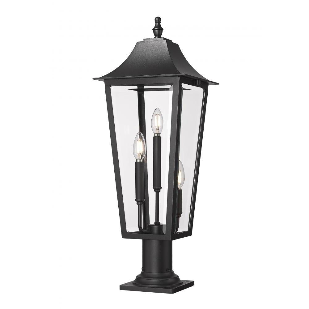 3 Light Outdoor Pier Mounted Fixture-Clear Beveled