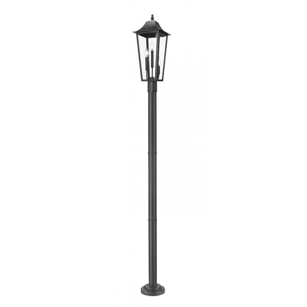 3 Light Outdoor Post Mount Fixture-Clear Beveled