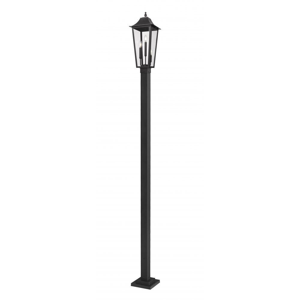 3 Light Outdoor Post Mounted Fixture-Clear Beveled