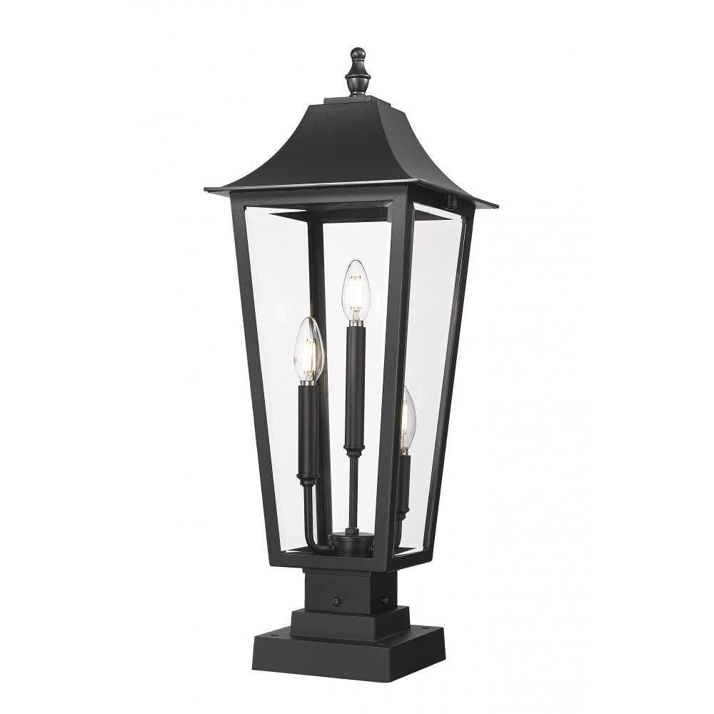 3 Light Outdoor Pier Mounted Fixture-Clear Beveled