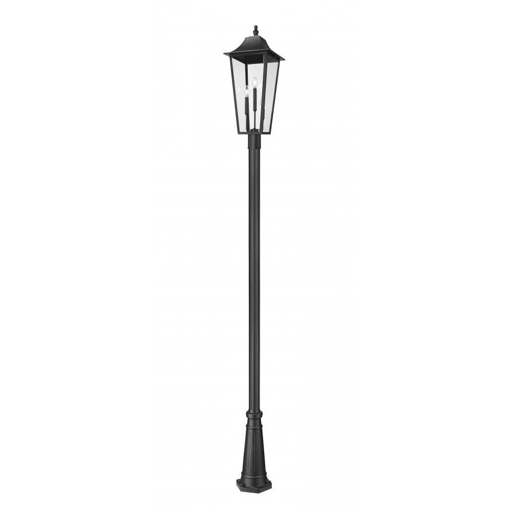 3 Light Outdoor Post Mounted Fixture-Clear Beveled