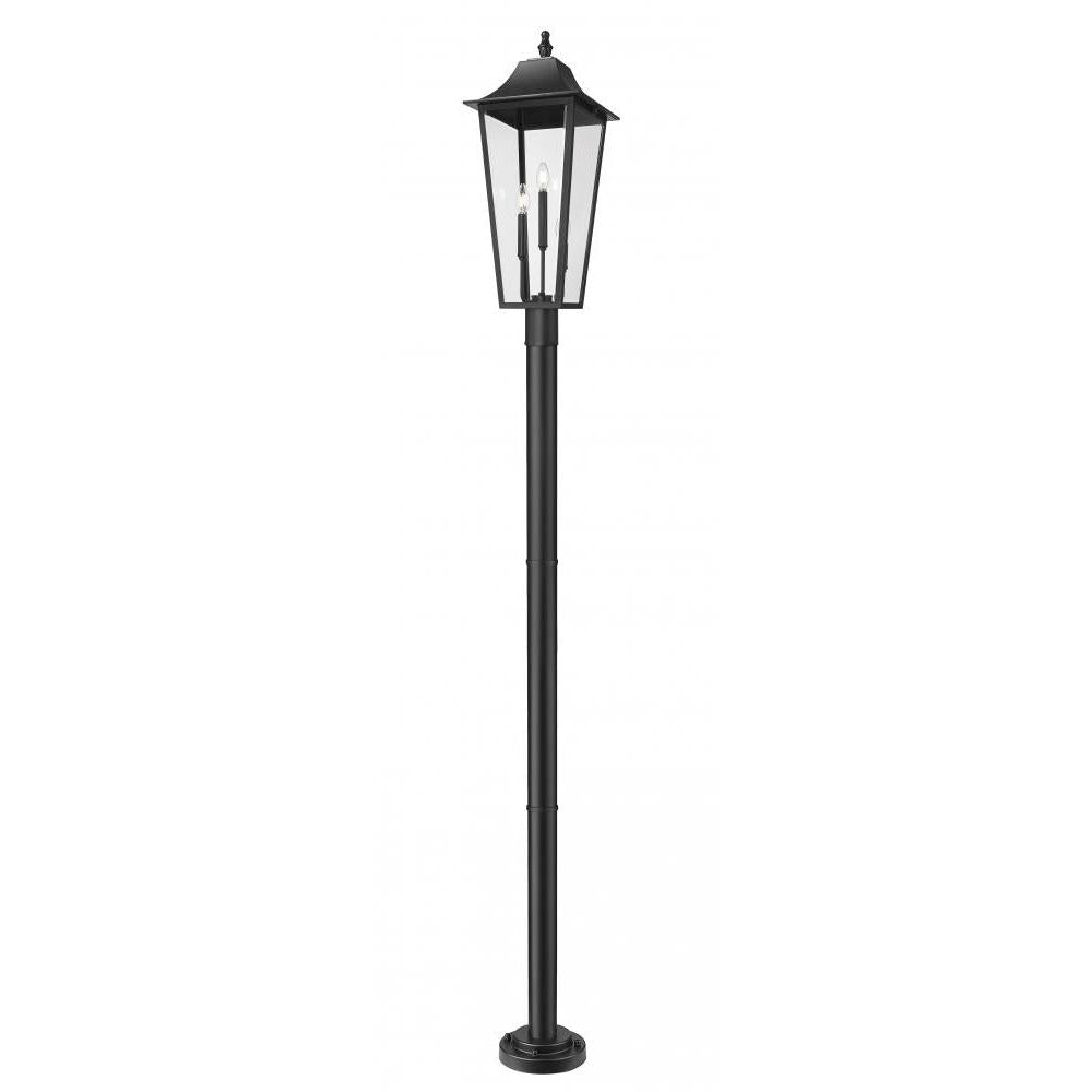 3 Light Outdoor Post Mount Fixture-Clear Beveled