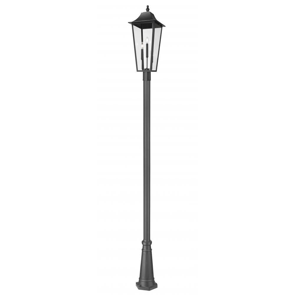 3 Light Outdoor Post Mounted Fixture-Clear Beveled