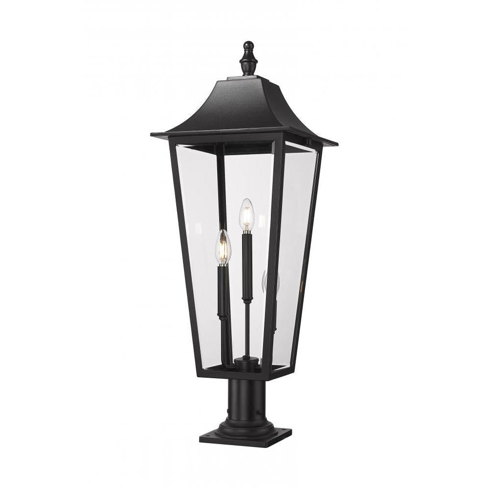 3 Light Outdoor Pier Mounted Fixture-Clear Beveled