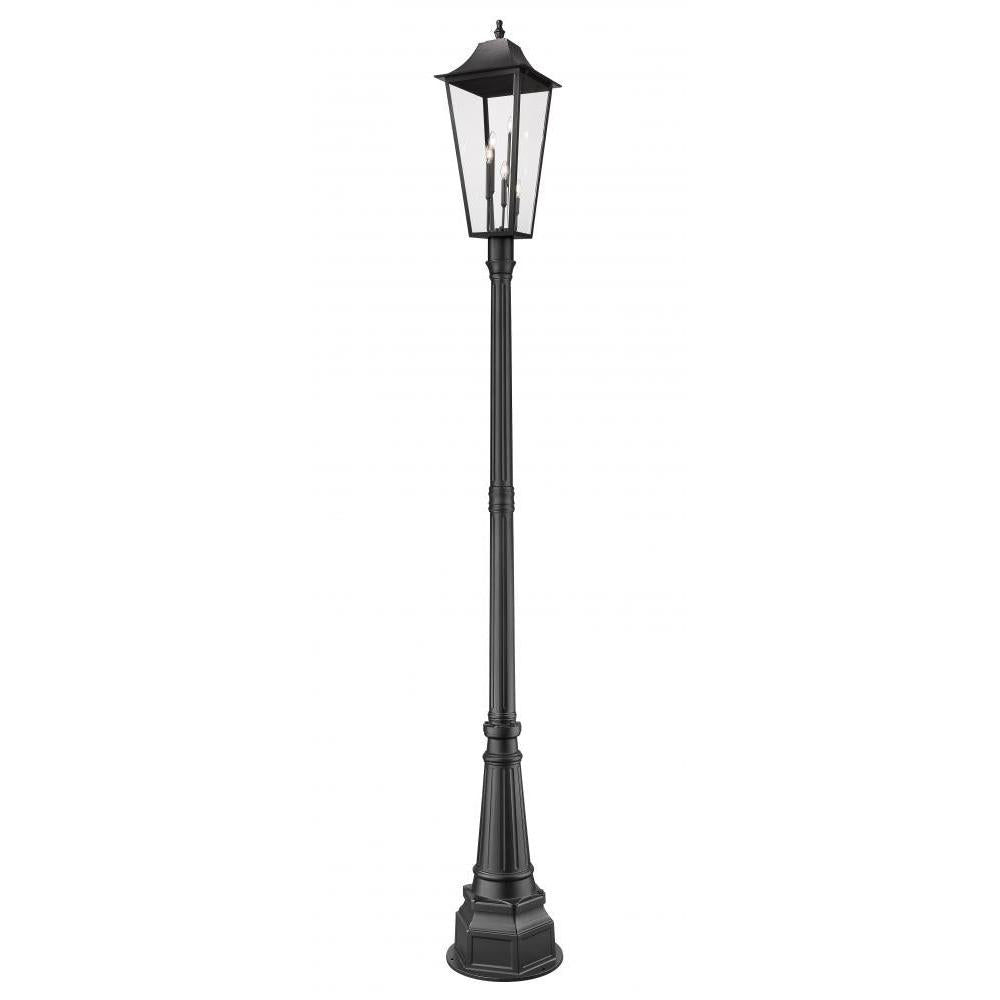 3 Light Outdoor Post Mounted Fixture-Clear Beveled