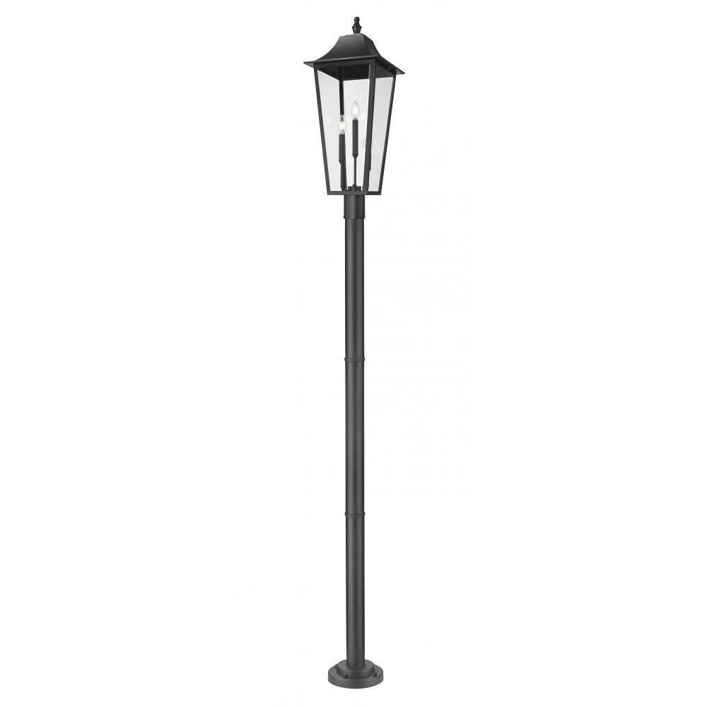 3 Light Outdoor Post Mount Fixture-Clear Beveled