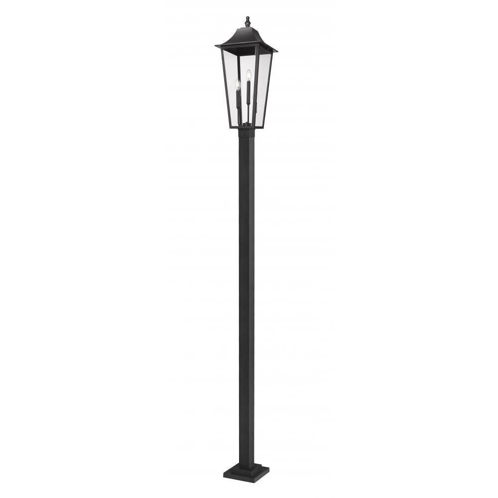 3 Light Outdoor Post Mounted Fixture-Clear Beveled