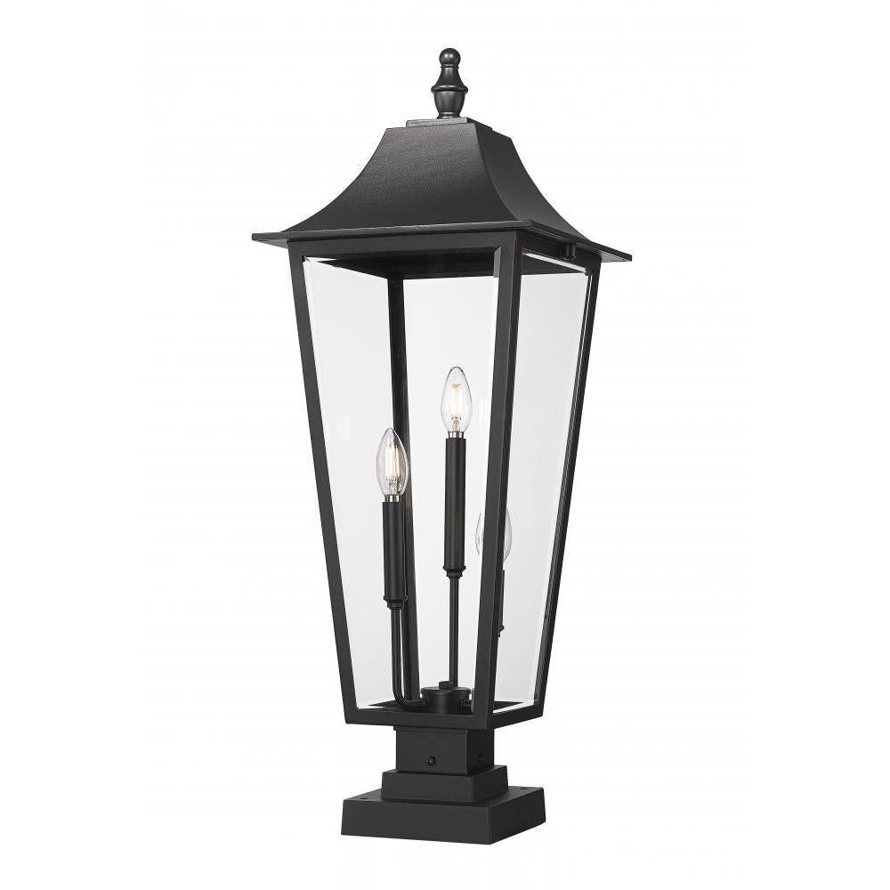 3 Light Outdoor Pier Mounted Fixture-Clear Beveled