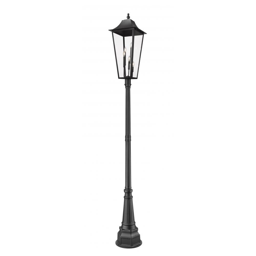 5 Light Outdoor Post Mounted Fixture-Clear Beveled