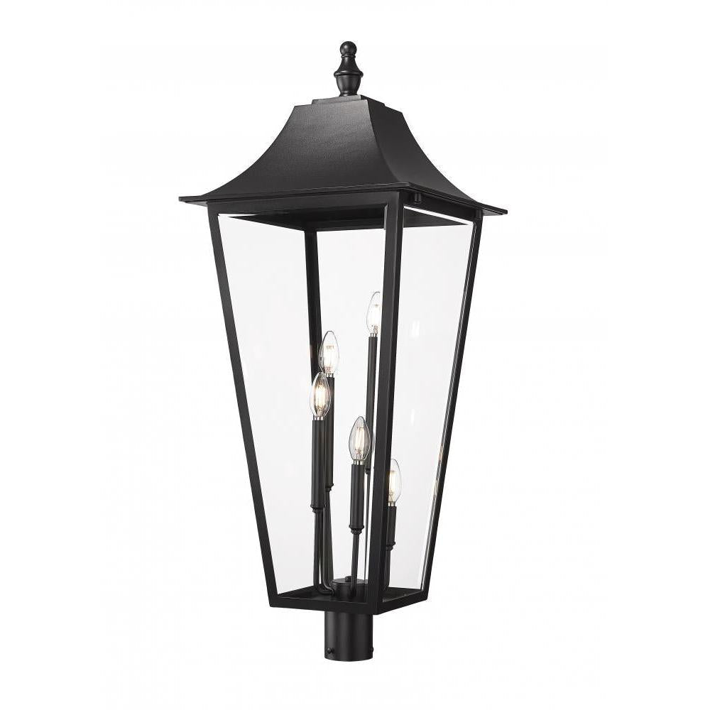 5 Light Outdoor Post Mount Fixture-Clear Beveled