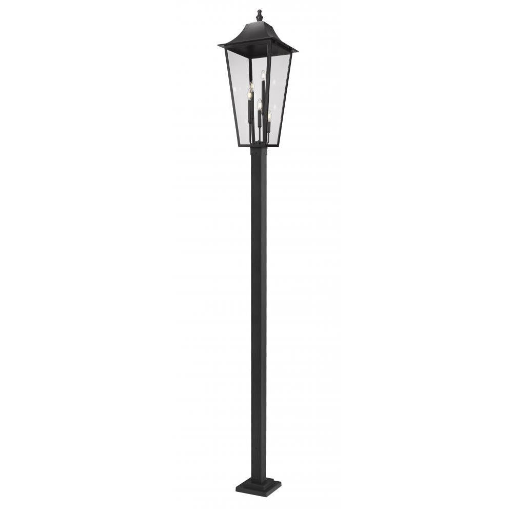 5 Light Outdoor Post Mount Fixture-Clear Beveled