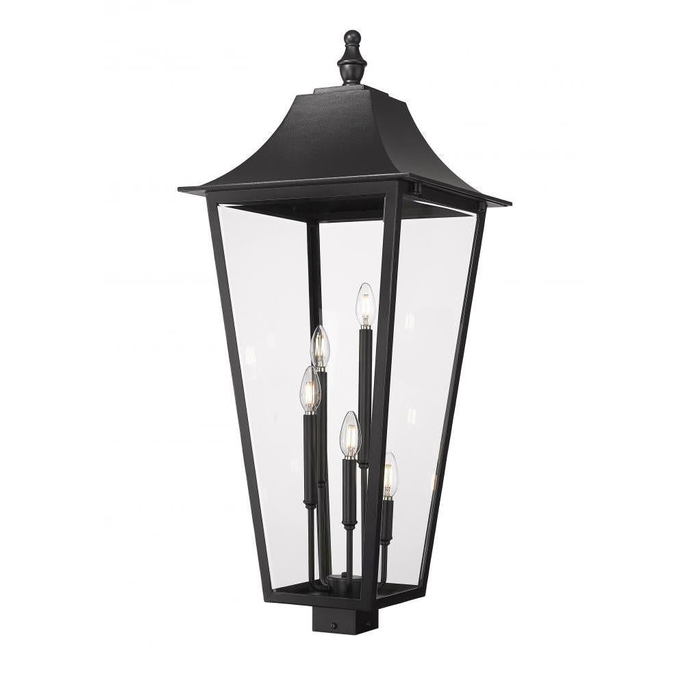 5 Light Outdoor Post Mount Fixture-Clear Beveled