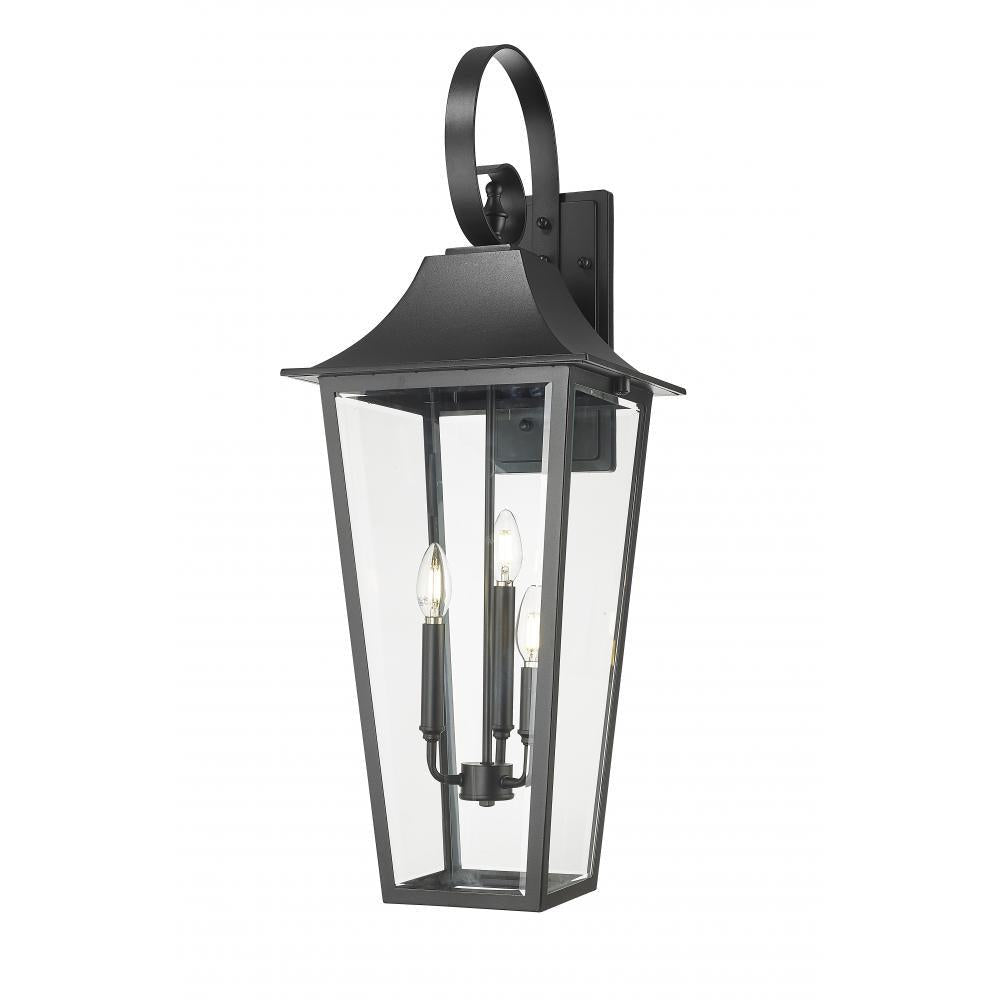 3 Light Outdoor Wall Light-Clear Beveled