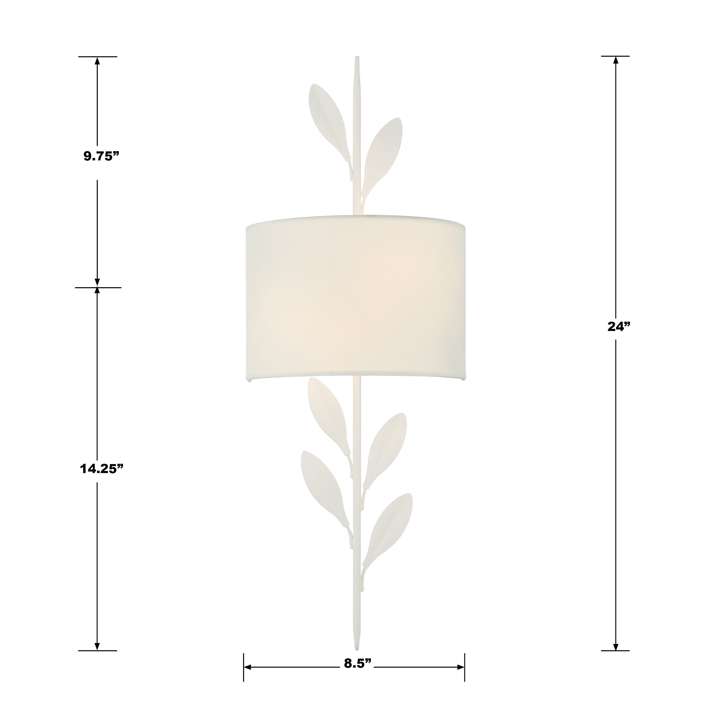 Crystorama Broche 501-MT – 8.5 Inch – 2 Light – Sconce – Matte White – Dry Rated