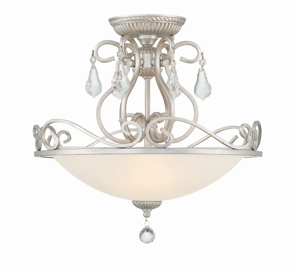 Crystorama 5010-OS-CL-MWP Ashton 3 Light Hand Cut Crystal Semi Flush Mount, UL Damp Rated, Olde Silver