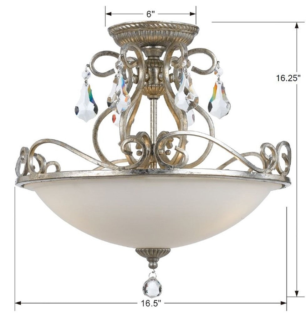 Crystorama ASHTON 5010-OS-CL-MWP Semi Flush Mt Contemporary - Olde Silver