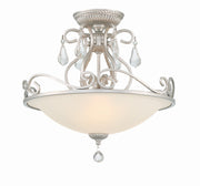 Crystorama Ashton 5010-OS-CL-S – 16.5 Inch – 3 Light – Semi Flush Mount Light – Clear Crystal – Olde Silver – Damp Rated