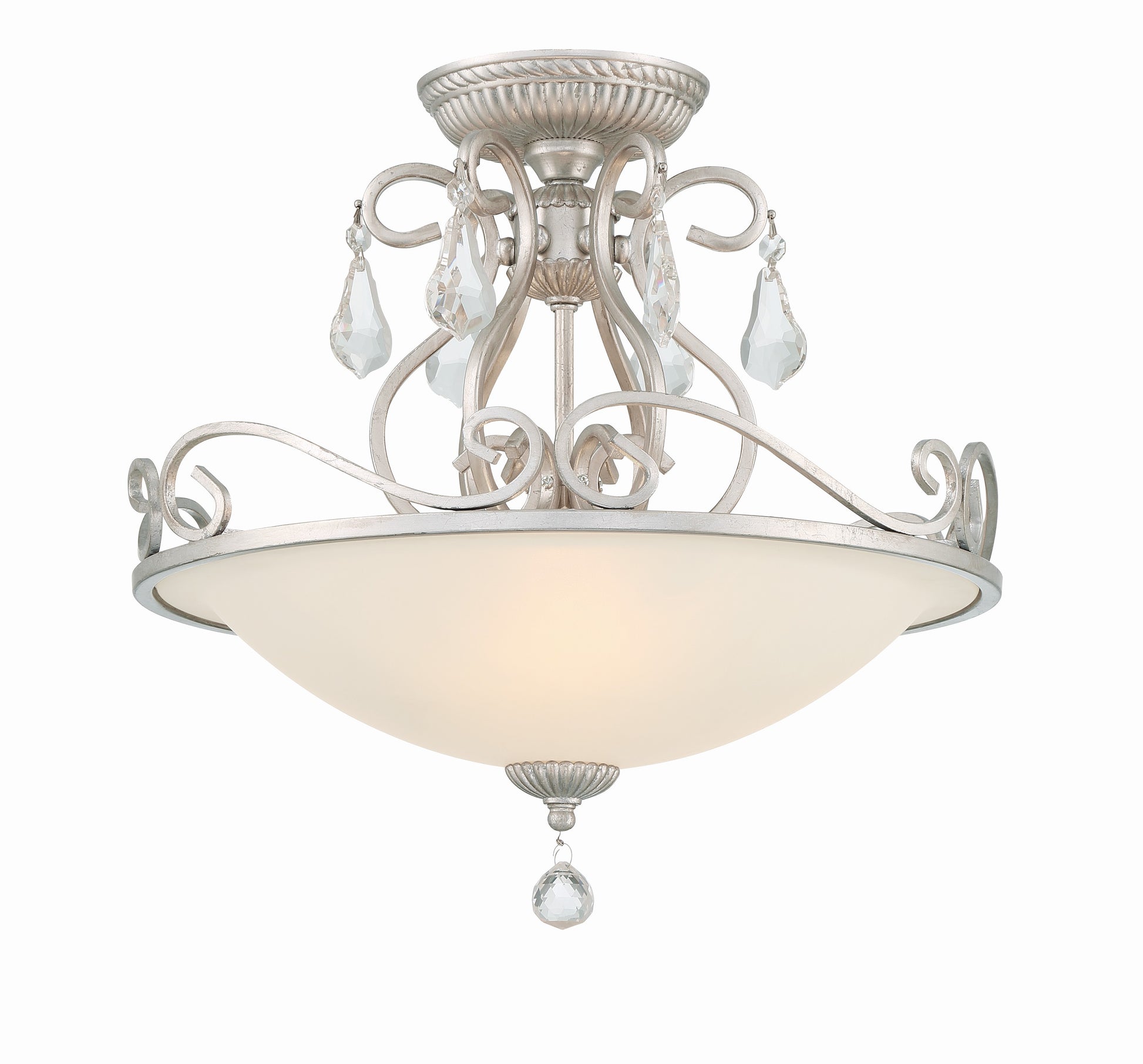 Crystorama Ashton 5010-OS-CL-S – 16.5 Inch – 3 Light – Semi Flush Mount Light – Clear Crystal – Olde Silver – Damp Rated