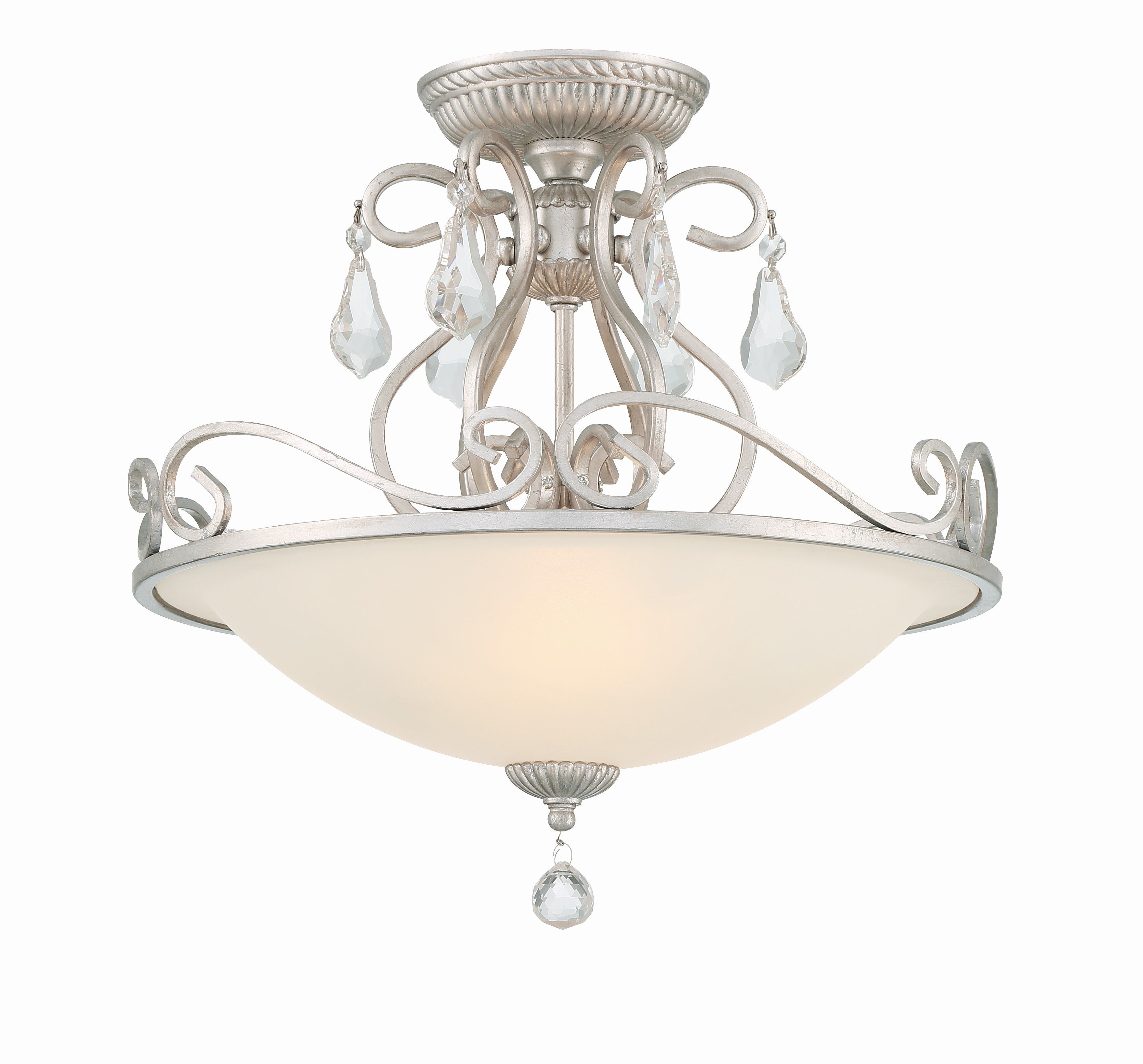 Crystorama Ashton 5010-OS-CL-S – 16.5 Inch – 3 Light – Semi Flush Mount Light – Clear Crystal – Olde Silver – Damp Rated