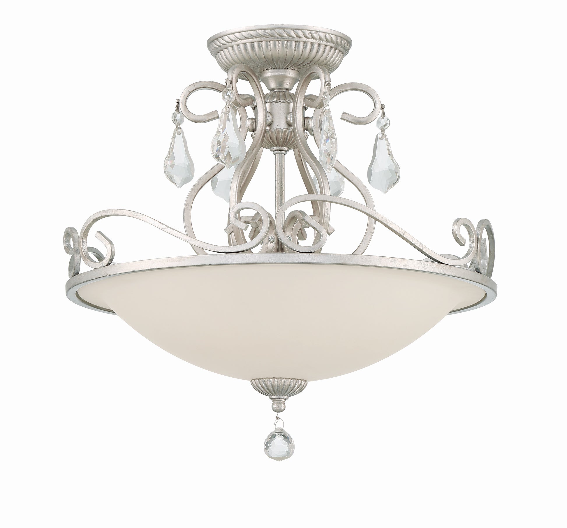Crystorama Ashton 5010-OS-CL-S – 16.5 Inch – 3 Light – Semi Flush Mount Light – Clear Crystal – Olde Silver – Damp Rated