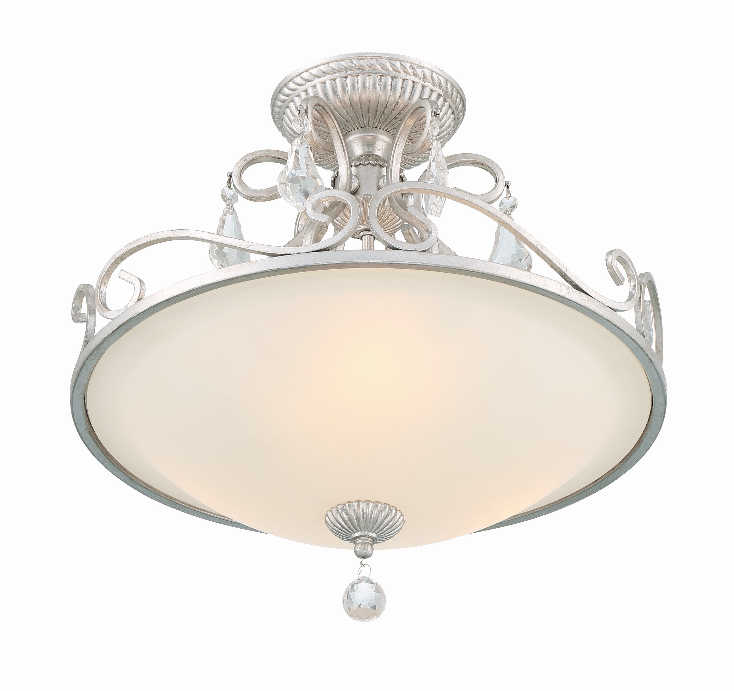 Crystorama Ashton 5010-OS-CL-S – 16.5 Inch – 3 Light – Semi Flush Mount Light – Clear Crystal – Olde Silver – Damp Rated