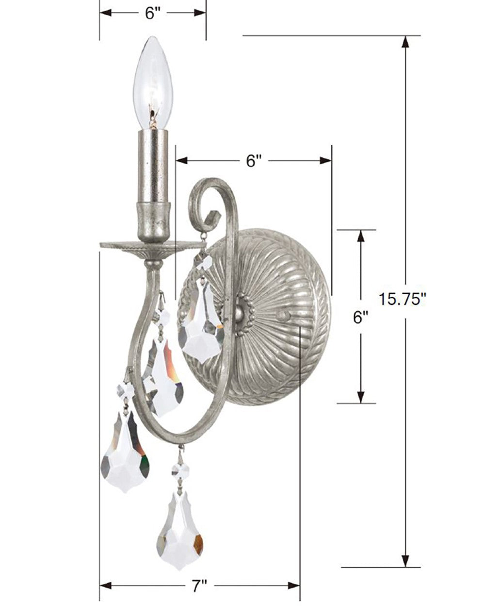 Crystorama Ashton 5011-OS-CL-MWP – 5.5 Inch – 1 Light – Sconce – Clear Crystal – Olde Silver – Damp Rated