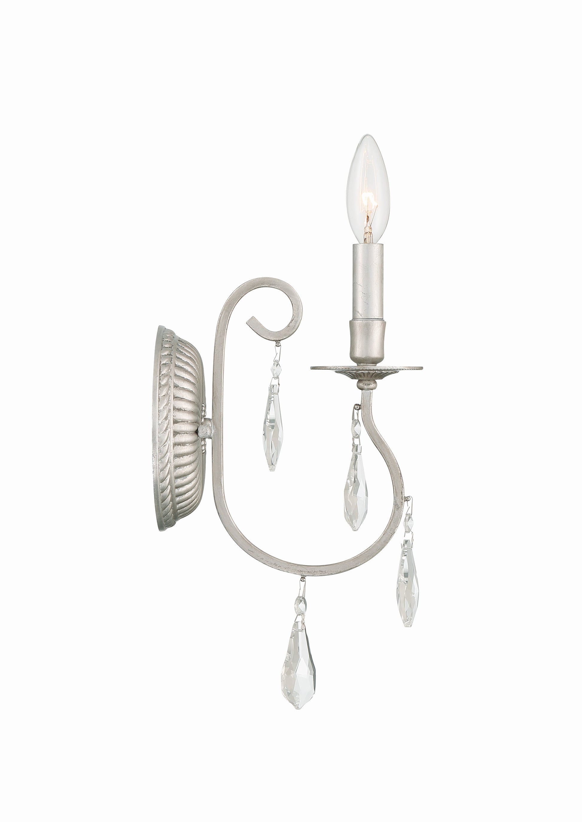 Crystorama Ashton 5011-OS-CL-S – 5.5 Inch – 1 Light – Sconce – Clear Crystal – Olde Silver – Damp Rated