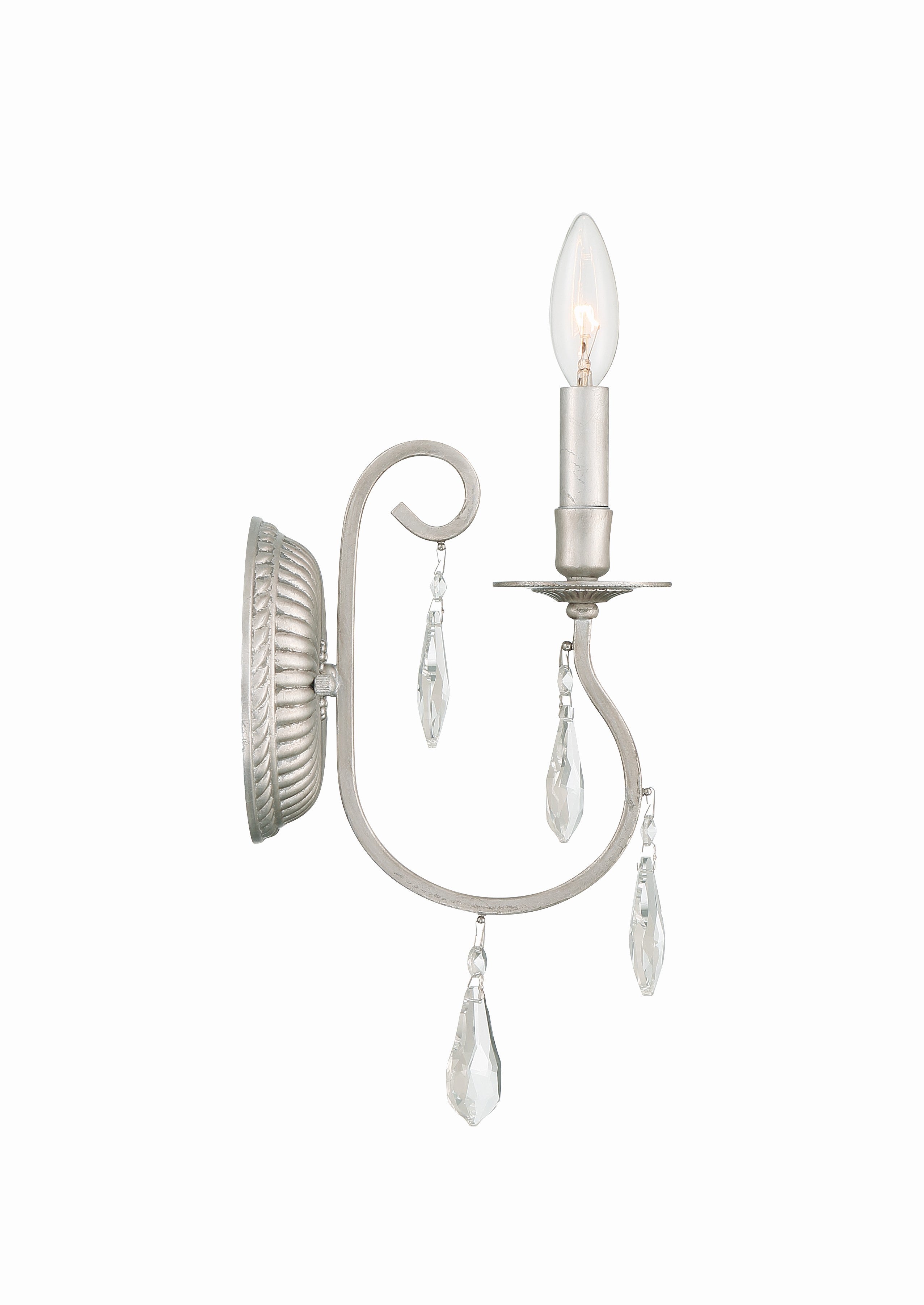 Crystorama Ashton 5011-OS-CL-S – 5.5 Inch – 1 Light – Sconce – Clear Crystal – Olde Silver – Damp Rated
