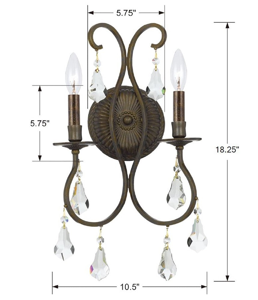 Crystorama ASHTON 5012-EB-CL-MWP Sconce Contemporary - English Bronze