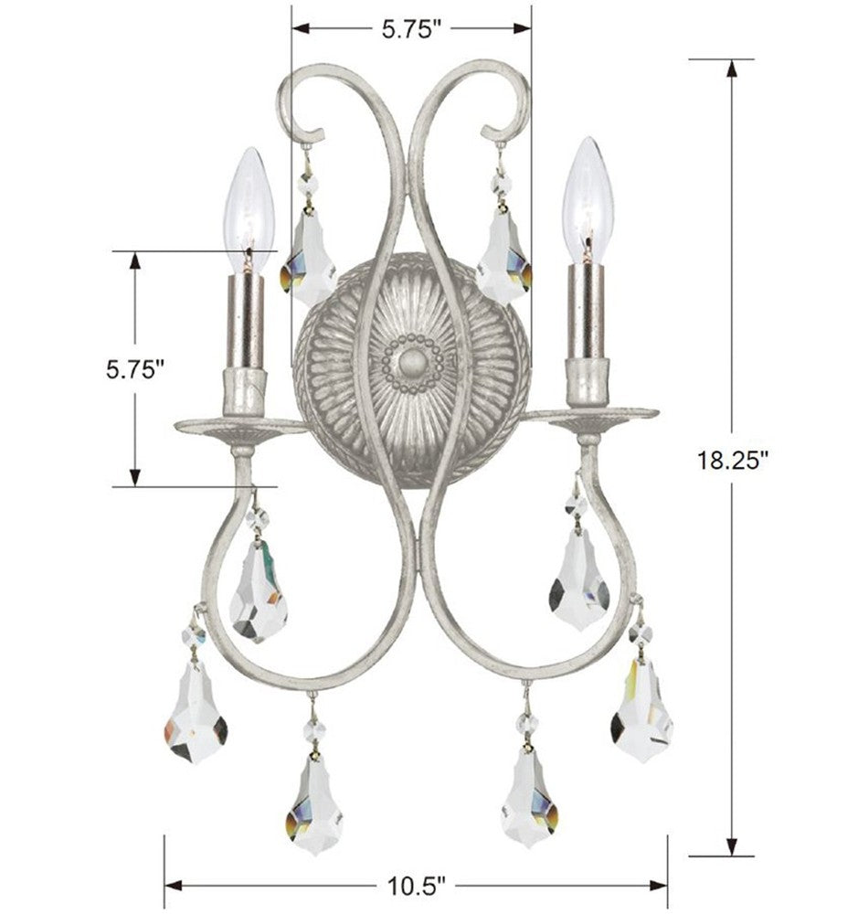 Crystorama ASHTON 5012-OS-CL-MWP Sconce Contemporary - Olde Silver