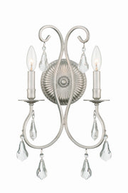 Crystorama Ashton 5012-OS-CL-S – 10.5 Inch – 2 Light – Sconce – Clear Crystal – Olde Silver – Damp Rated
