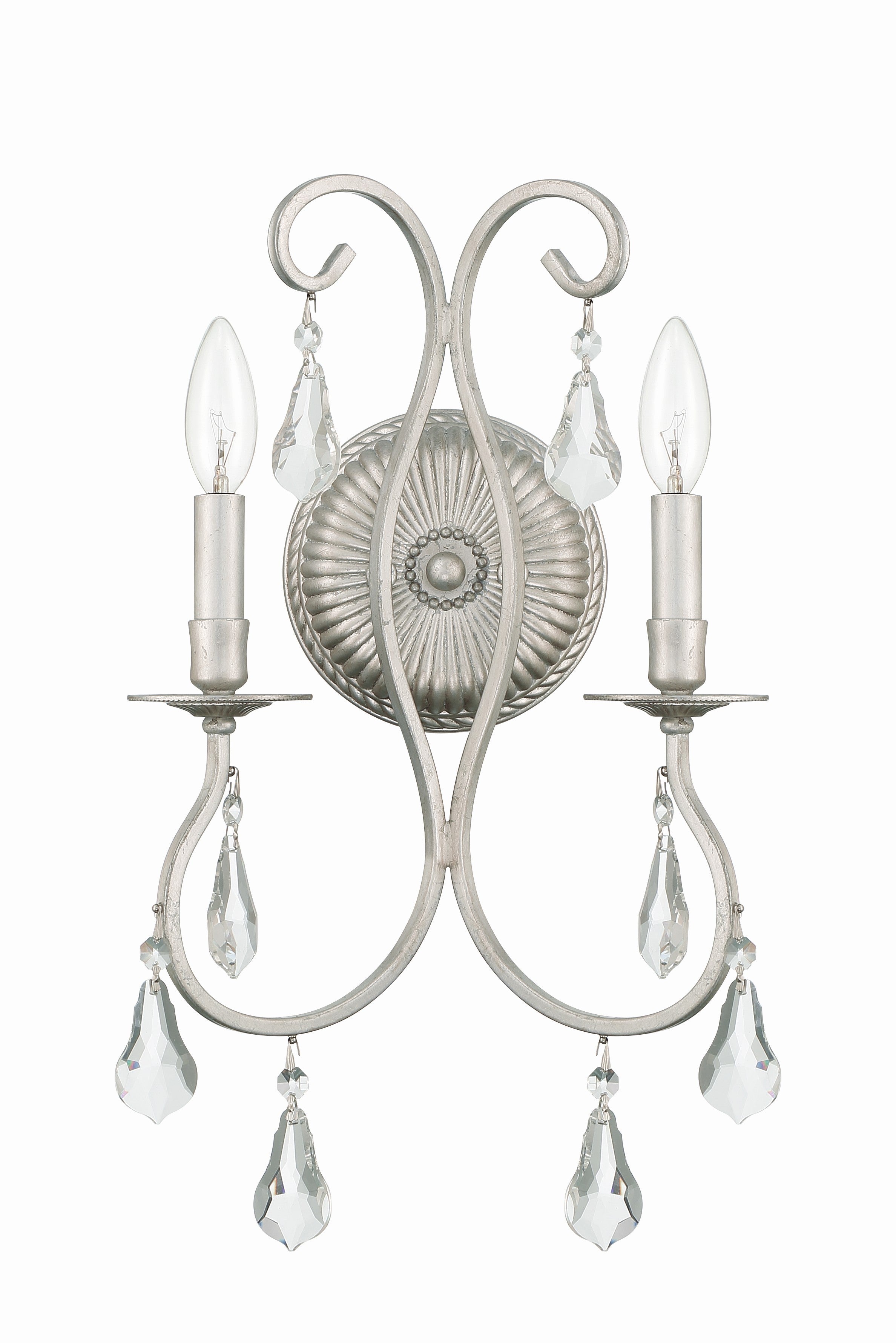 Crystorama Ashton 5012-OS-CL-S – 10.5 Inch – 2 Light – Sconce – Clear Crystal – Olde Silver – Damp Rated