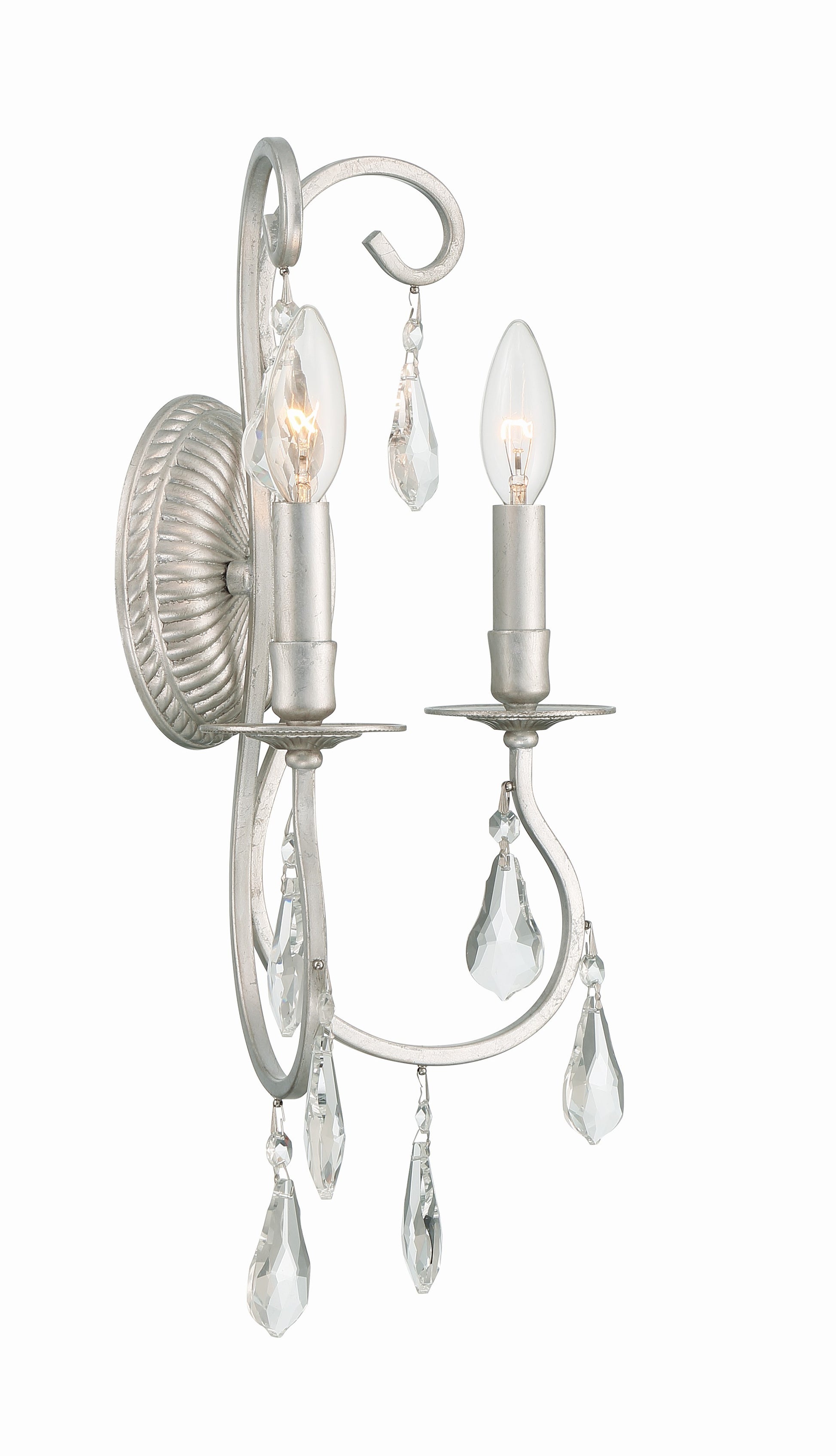 Crystorama Ashton 5012-OS-CL-S – 10.5 Inch – 2 Light – Sconce – Clear Crystal – Olde Silver – Damp Rated