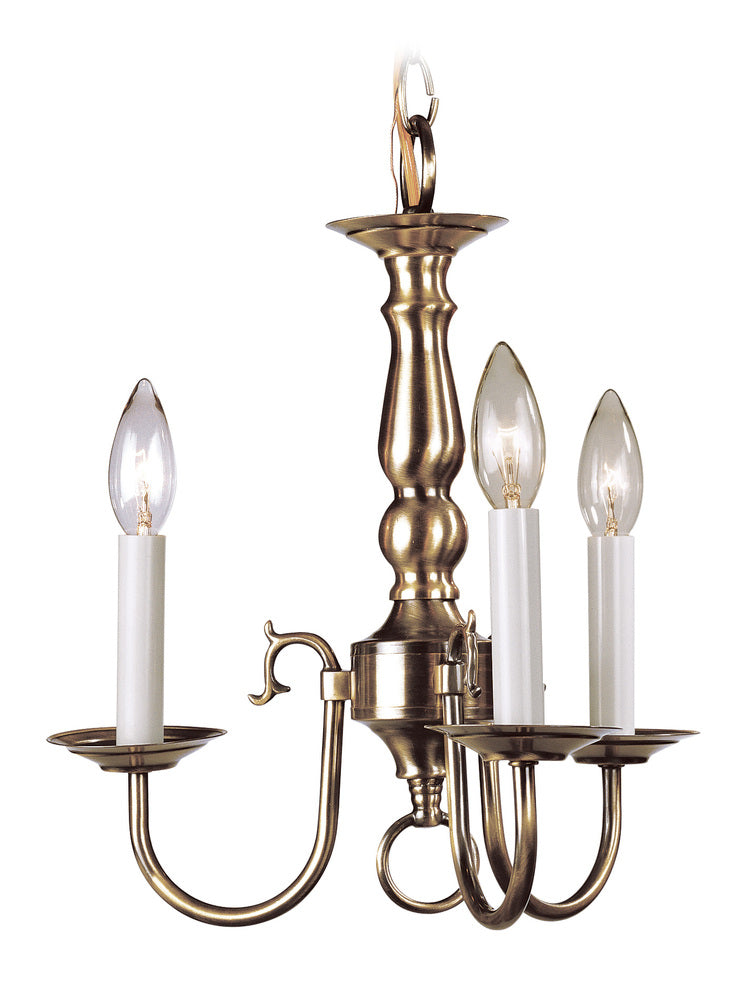 Livex Lighting WILLIAMSBURGH 5013-01 Mini Chandelier Traditional - Antique Brass