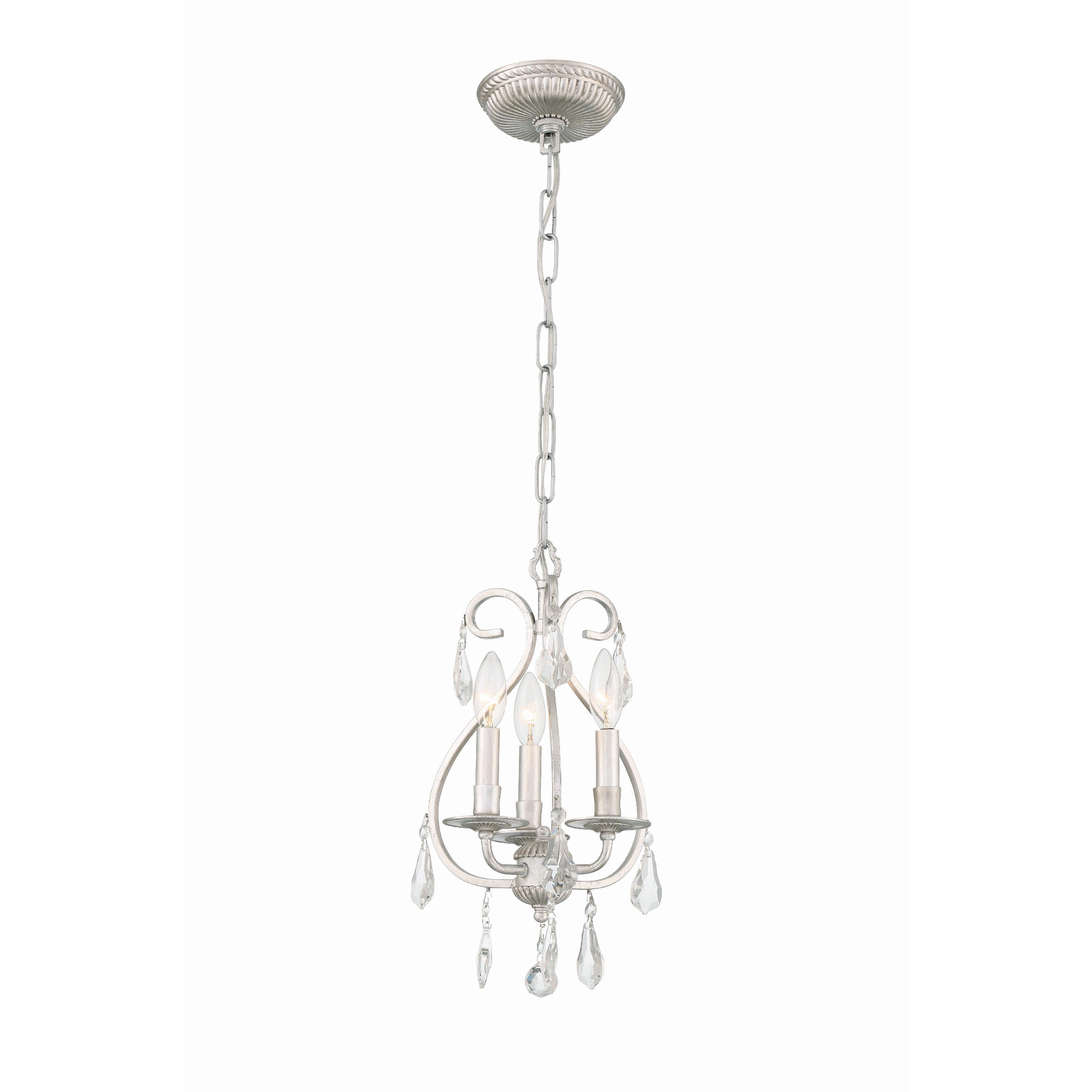 Crystorama Ashton 5013-OS-CL-MWP – 10 Inch – 3 Light – Chandelier – Clear Crystal – Olde Silver – Damp Rated
