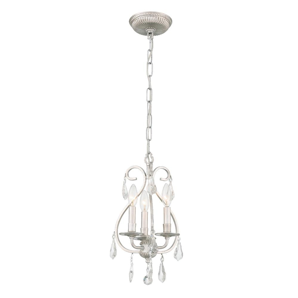 Crystorama 5013-OS-CL-MWP Ashton 3 Light Hand Cut Crystal Chandelier, UL Damp Rated, Olde Silver