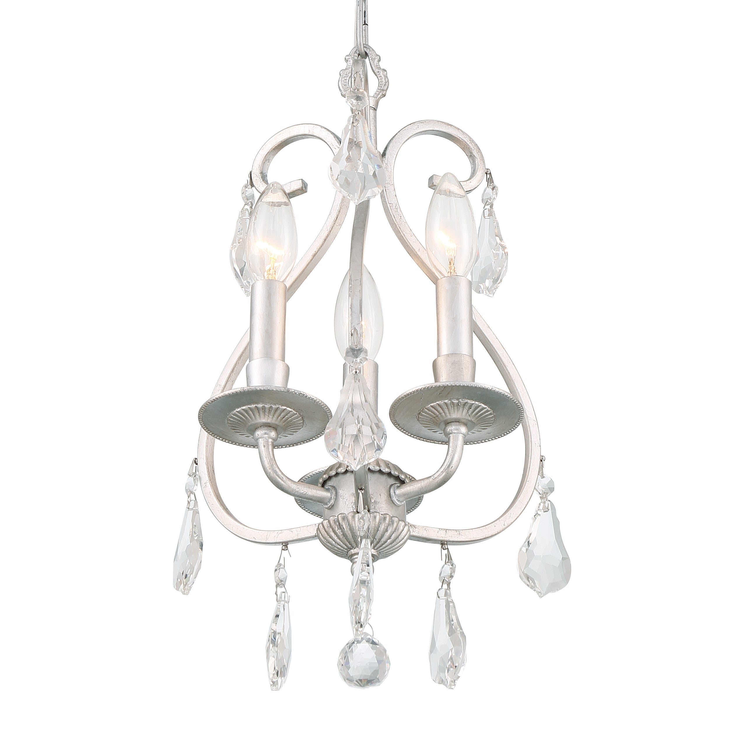 Crystorama Ashton 5013-OS-CL-MWP – 10 Inch – 3 Light – Chandelier – Clear Crystal – Olde Silver – Damp Rated