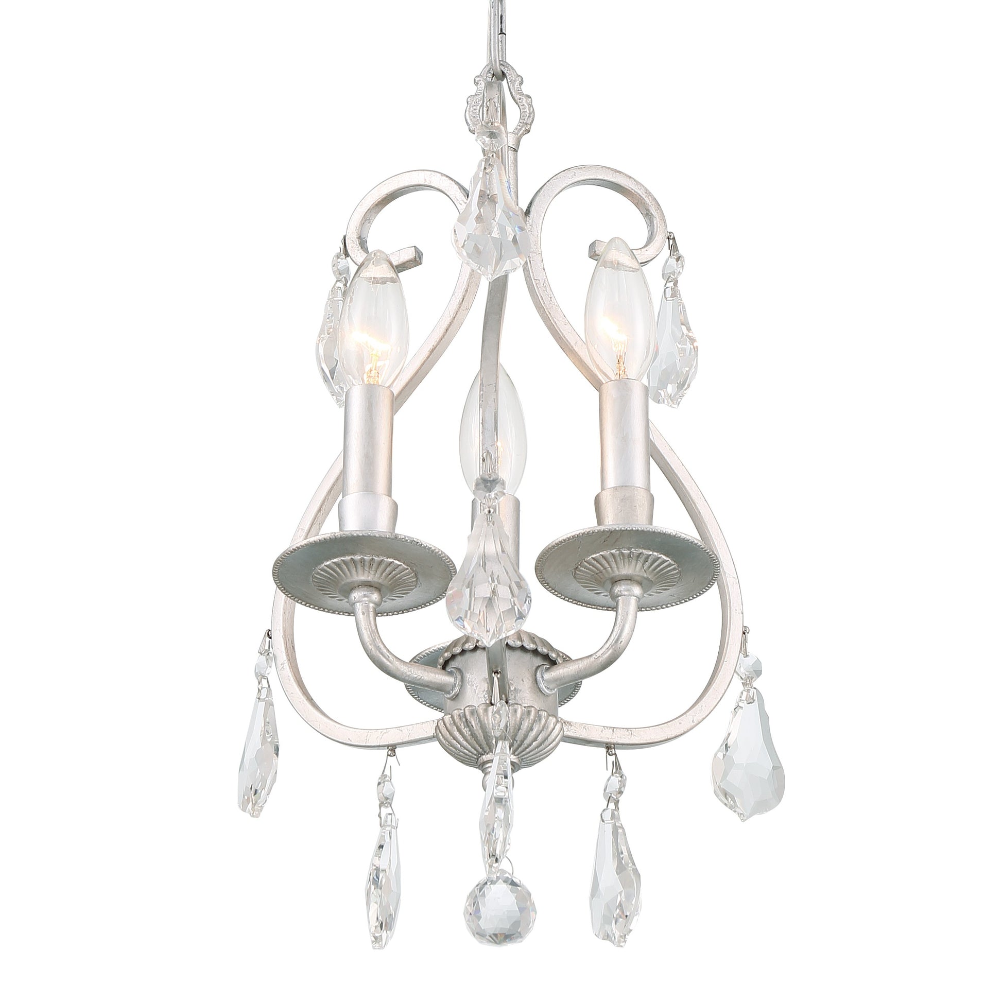 Crystorama Ashton 5013-OS-CL-S – 10 Inch – 3 Light – Chandelier – Clear Crystal – Olde Silver – Damp Rated