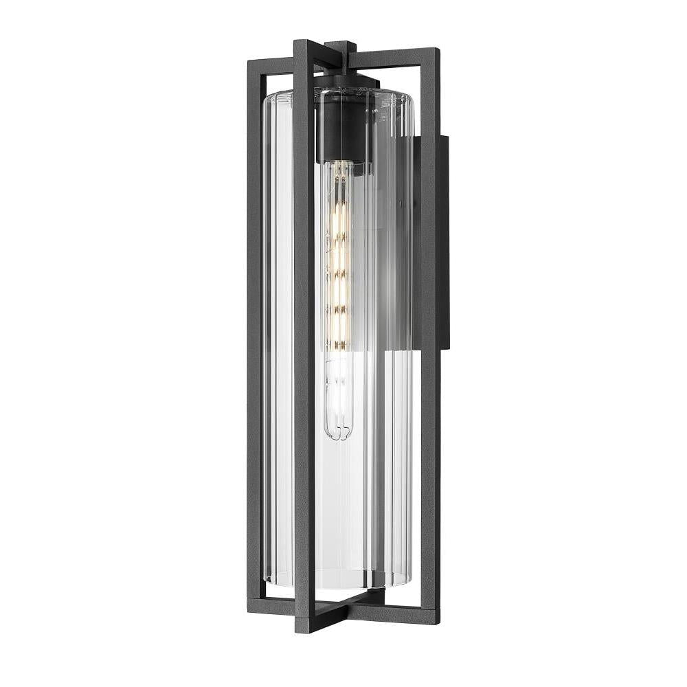 1 Light Outdoor Wall Light-Clear Ribbed