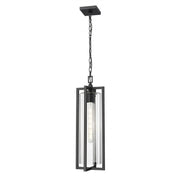 1 Light Outdoor Chain Mount Ceiling Fixture-Clear Ribbed
