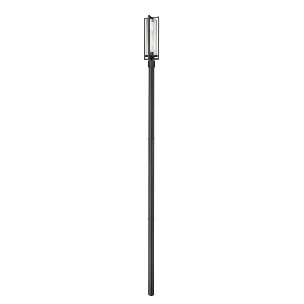 1 Light Outdoor Post Mounted Fixture-Clear Ribbed