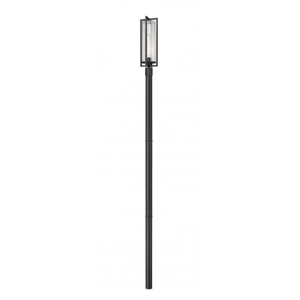 1 Light Outdoor Post Mounted Fixture-Clear Ribbed