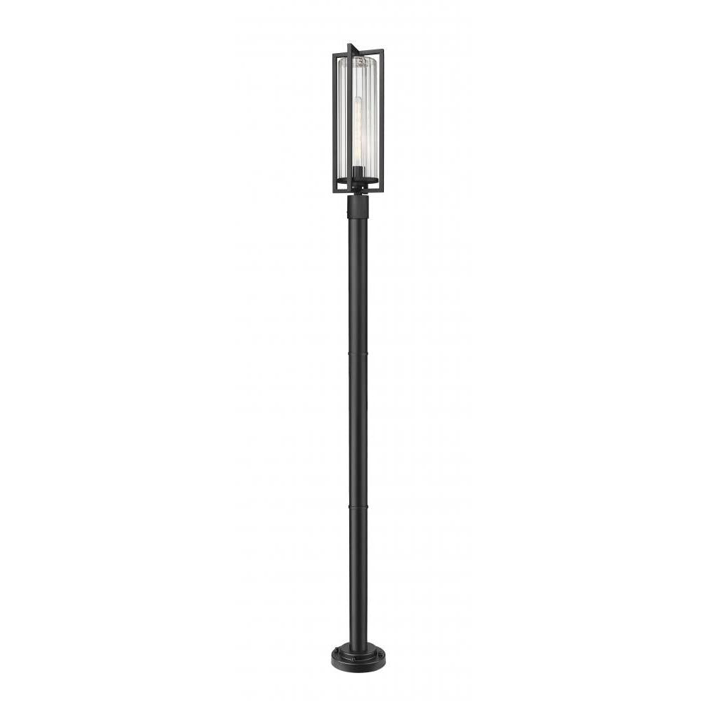 1 Light Outdoor Post Mounted Fixture-Clear Ribbed